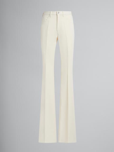 Marni WHITE FLARED JERSEY TROUSERS