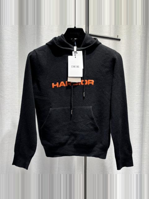Dior Dior Black Contrast Letter Print Hooded Wool Cashmere Sweater