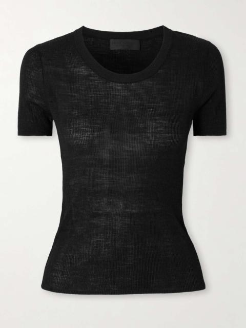 Araceli ribbed silk T-shirt