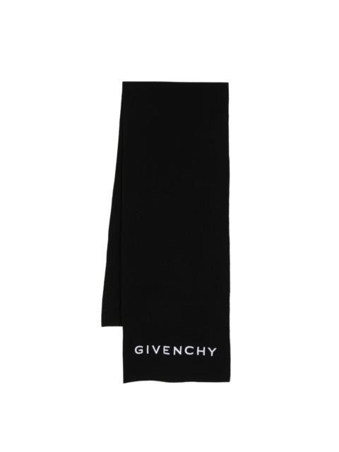 logo-embroidered knitted scarf