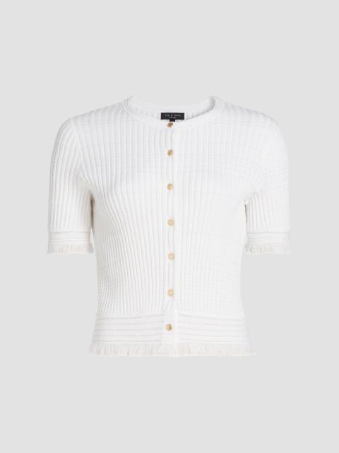 rag & bone Women's Ayan Fringe-Trim Rib-Knit Cardigan - White