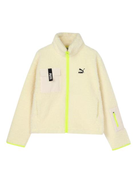 PUMA (WMNS) PUMA Trail sherpa FZ Jacket Minimalistic logo lamb's wool Zipper Creamy White 928727-01