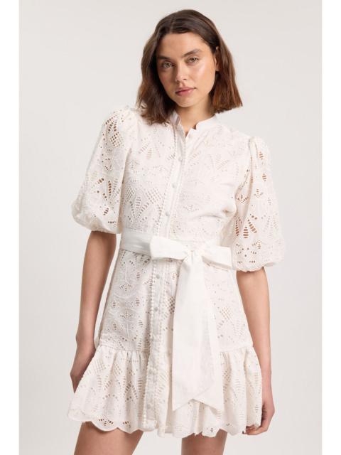 KAREN MILLEN Scalloped Hem Broderie Mini Shirt Dress