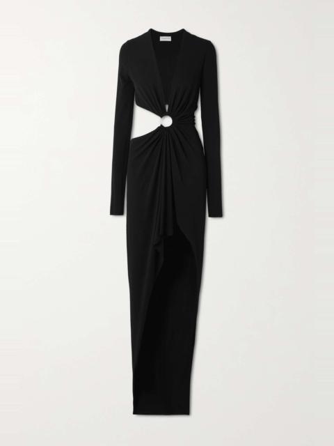 ALEXANDRE VAUTHIER Asymmetric embellished cutout stretch-crepe gown