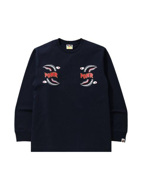 BAPE Shark PONR Long-Sleeve Tee 'Navy'