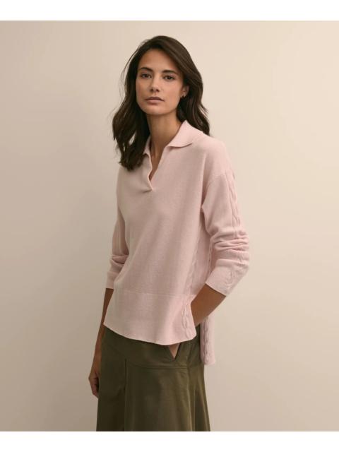Brooks Brothers Wool Cashmere Cable Johnny Collar Sweater