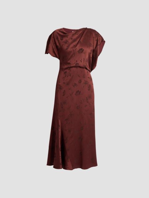 Erdem FLORAL CREPONNE JACQUARD SHORT SLEEVE MIDI DRESS