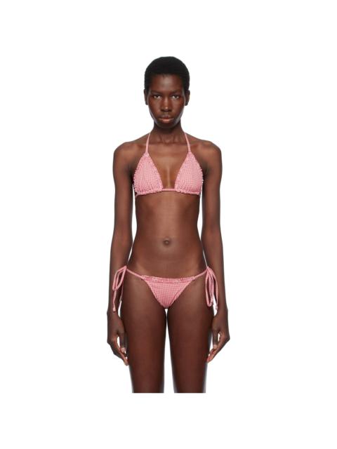 Frankies Bikinis Red & White Nick Skimpy Triangle Bikini Top