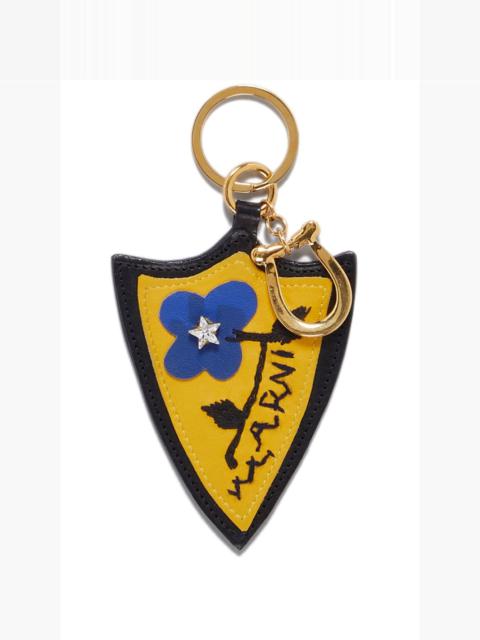 logo-embroidered leather keychain