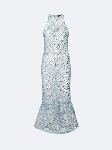 LAPOINTE Net Mesh Sequin High Low Midi Dress