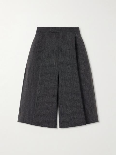 MM6 Maison Margiela Striped Pleated Mélange-twill Shorts