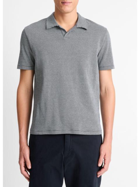 Vince Houndstooth Pima Cotton Johnny-Collar Polo Shirt