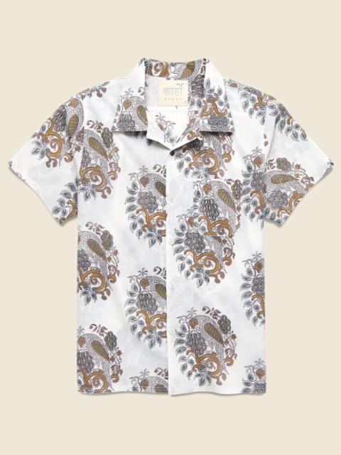 KARDO Paisley Parrot Block Print Shirt - White