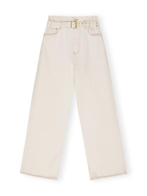 WHITE HEAVY DENIM PAPERBAG JEANS