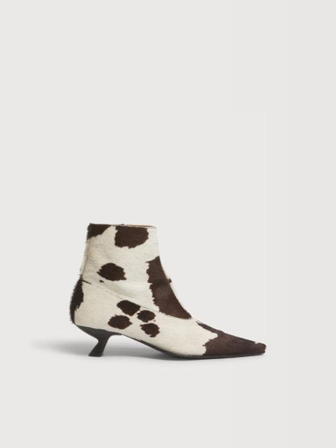 Marni WHITE AND BROWN COW-PRINT PONYHAIR CINDI BOOT