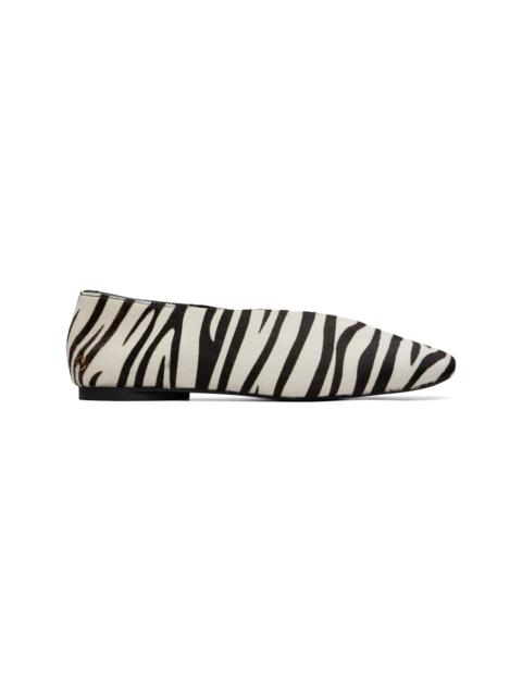 ANINE BING White & Black Ana Calf Hair Ballerina Flats