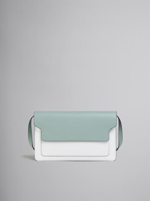 Marni TRUNK CLUTCH IN LIGHT GREEN WHITE AND BROWN SAFFIANO LEATHER