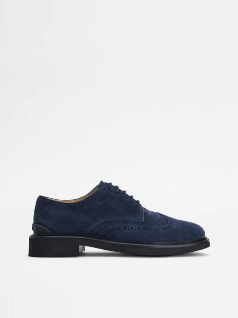 Tod's LACE-UPS IN SUEDE - BLUE
