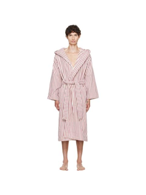 TEKLA Pink & Off-White Terry Hooded Bathrobe