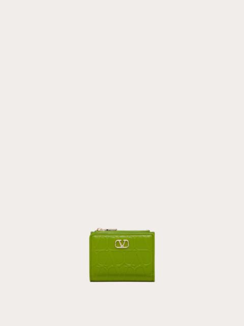 Valentino VALENTINO GARAVANI LEATHER TOILE ICONOGRAPHE WALLET IN CALFSKIN