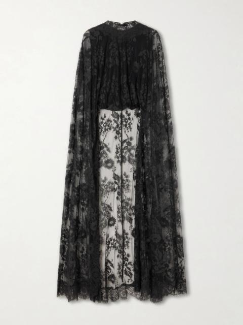Zimmermann Valiant cropped cape-effect lace blouse Black