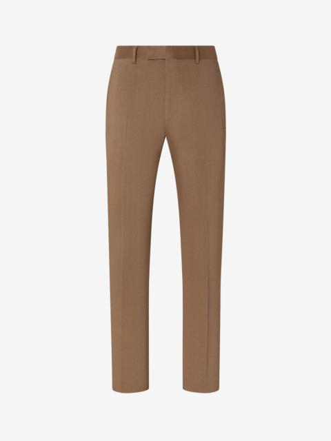 CORNELIANI Beige linen, wool and mohair chinos