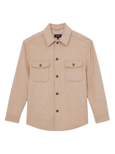 REISS Men's Liam Wool-Blend Overshirt - Oatmeal Brown