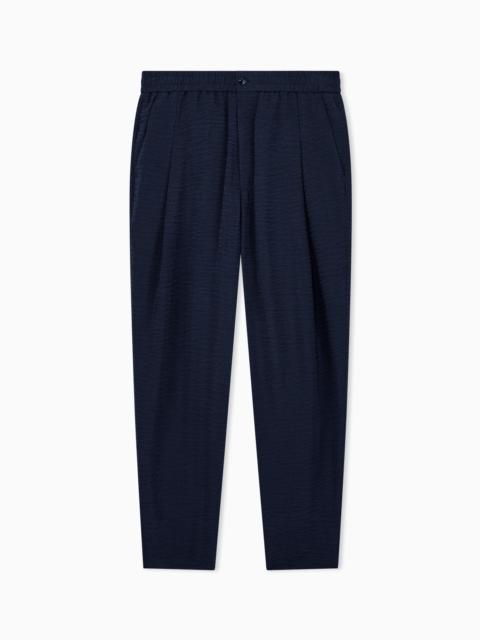 GIORGIO ARMANI TROUSERS REGULAR FIT IN MICRO JACQUARD CHEVRON CUPRO