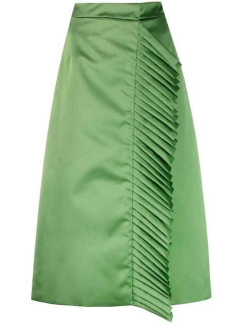 Etro pleat-detail satin midi skirt