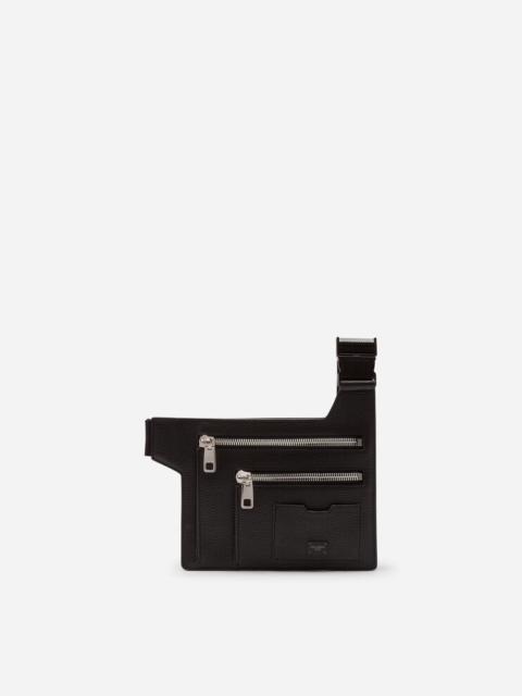 Dolce & Gabbana Flat Palermo belt bag in hammered calfskin with branded plate