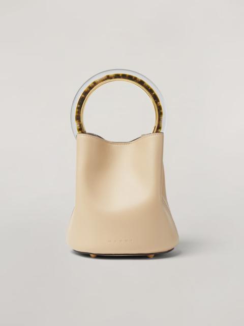 Marni PANNIER BAG IN CALF LEATHER WITH RESIN AND METAL HANDLE WHITE