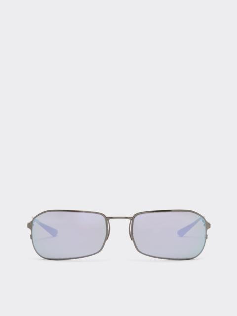 Ferrari Gunmetal-coloured titanium sunglasses with dark green lenses