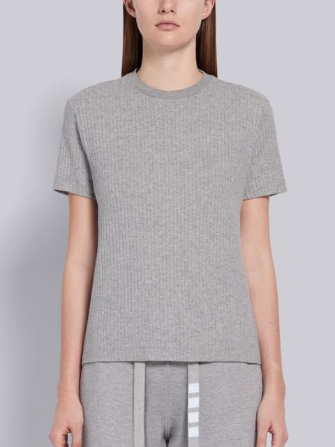 Thom Browne Light Grey High Twisted Rib Side Insert 4-Bar T-shirt