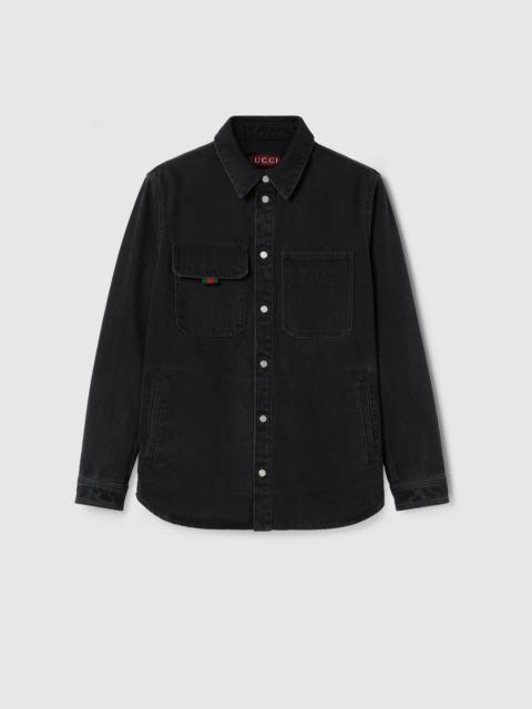 Denim shirt with Gucci embroidery