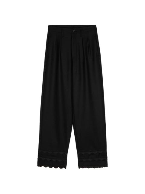 scallop-detailing wool trousers