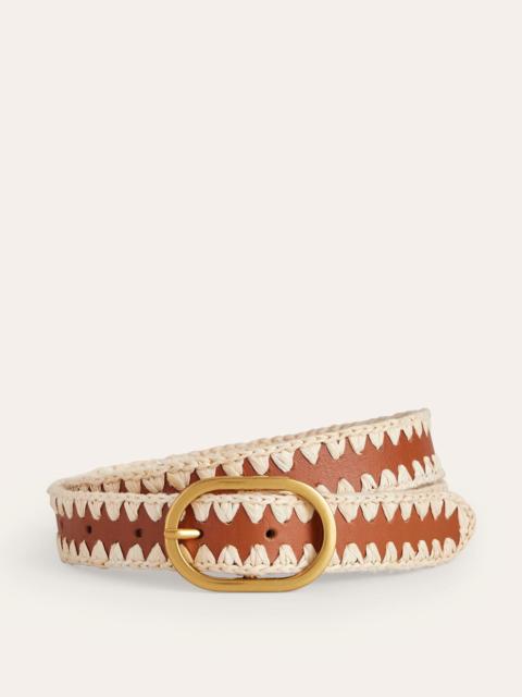 BODEN Whipstitch Classic Belt-Tan