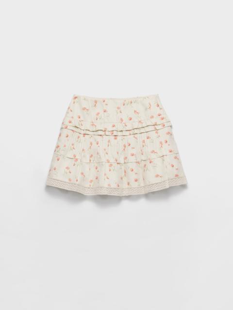 Prada Floral print linen miniskirt