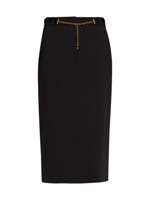 VERONICA BEARD Women's Hoffman Belted Virgin-Wool Blend Midi-Skirt - Black