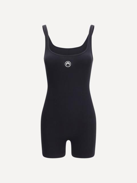 Marine Serre Moon Logo Ribbed Jersey Short Catsuit