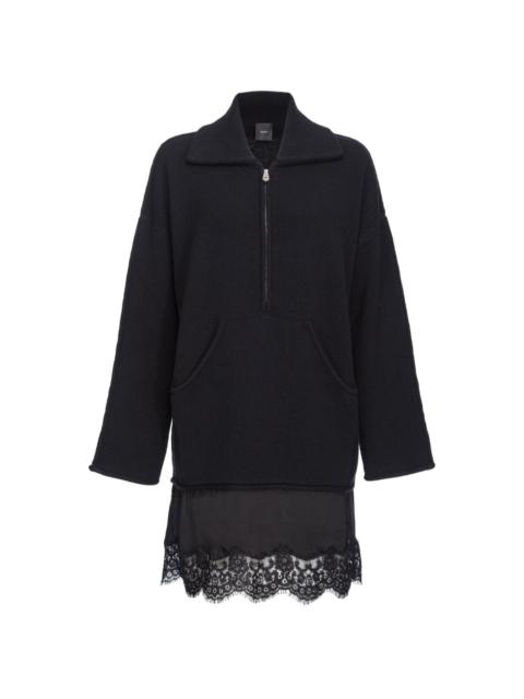 lace-detail zip-up dress