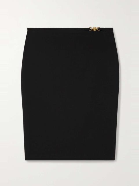 VERSACE Icons embellished stretch-wool midi skirt