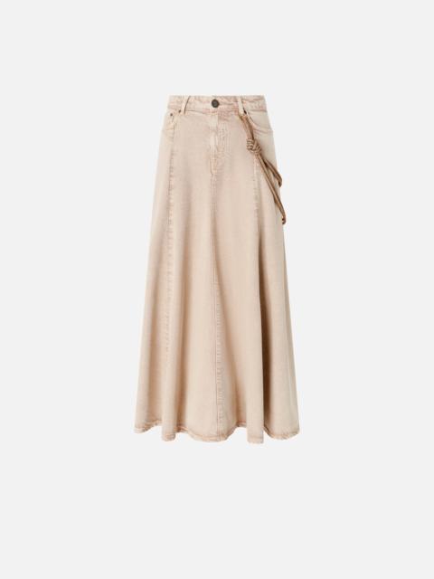 PINKO DENIM MIDI SKIRT WITH JEWEL CORD