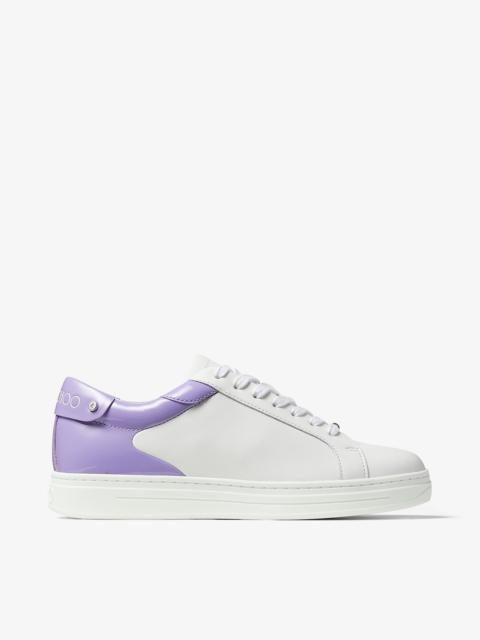 JIMMY CHOO Rome/F
White Calf Leather and Wisteria Patent Low Top Trainers