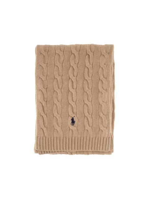 Polo Ralph Lauren cable-knit embroidered-logo scarf