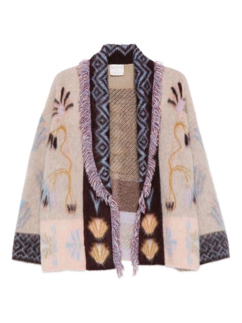 forte_forte fringed patterned cardigan
