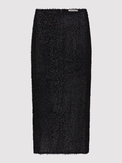ST. AGNI Feathered Silk Skirt - Black