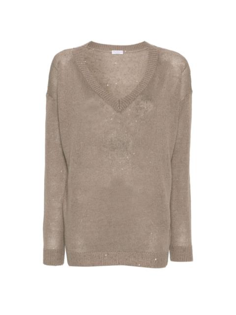 sequin-embellished knitted jumper