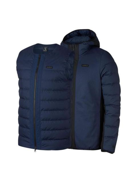 Nike Lebron Windproof Warm Zip Hooded Down Jacket 'Blue' AH2206-410