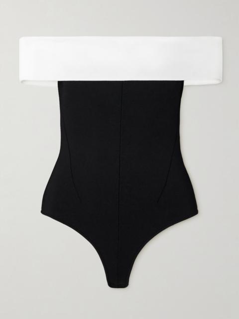 GALVAN Aria stretch-knit bodysuit Black