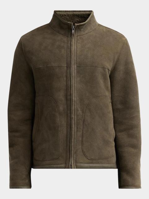 Vince Men's Suede-Shearling Funnel Neck Jacket